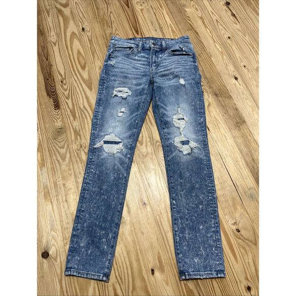 American Eagle Men's Jeans Next Level Airflex Skinny Distressed Light Wash 30x30 - Picture 1 of 7